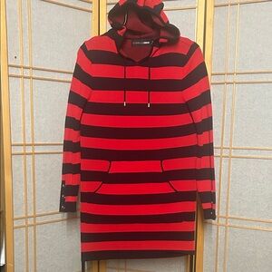 Striped Red and Black Hoodie Dress